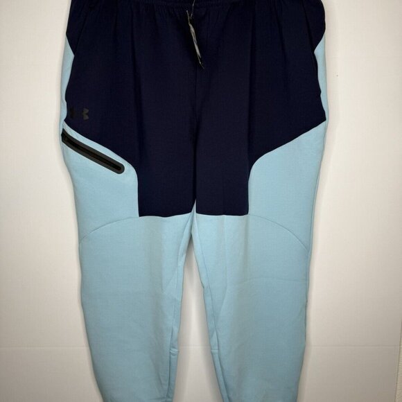Men's UA Unstoppable Fleece Joggers Men's XL blue $100 MSRP NEW NWT - Picture 2 of 4